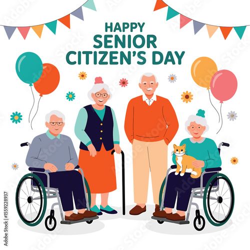 Celebrate senior citizen's day with love and care for elderly people in nursing home community support