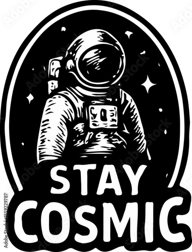Floating astronaut reminds you to embrace the limitless wonder of the cosmos.

