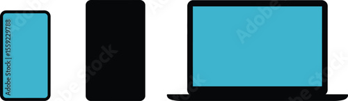 Devices mockup responsive design laptop tablet and phone for website presentation and app showcase