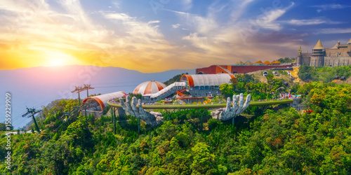 Fotografija Aerial bird watch top view famous tourist attraction among the tropical jungle i