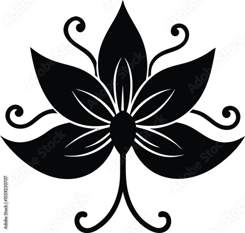 Floral Silhouette: Elegant and symmetrical silhouette of a stylized flower, depicting the timeless beauty and grace of nature.