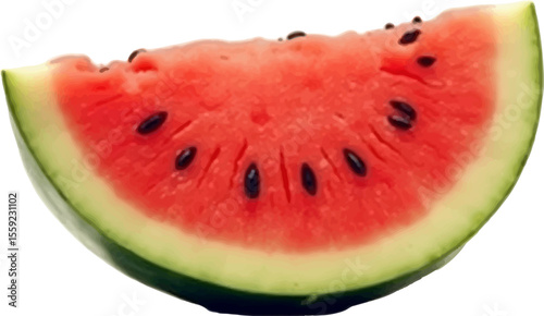 Vector Style Colorful Watermelon Slice Art 