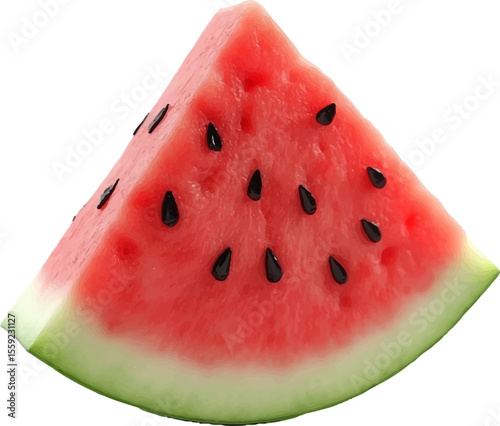 Vector Style Colorful Watermelon Slice Art 