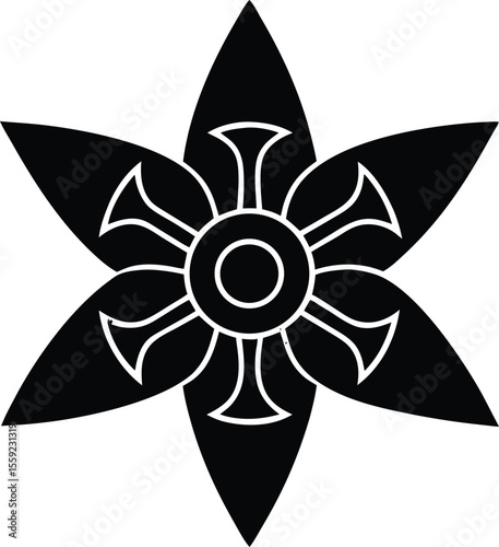 Elegant Floral Design: A mesmerizing black and white graphic art piece that showcases an intricate and aesthetically pleasing floral pattern. 