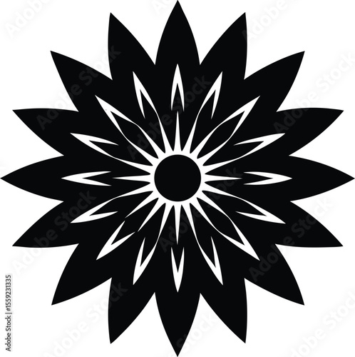 Floral Silhouette: A striking black and white silhouette of a flower, perfectly illustrating the beauty of nature's design with bold shapes and intricate details.