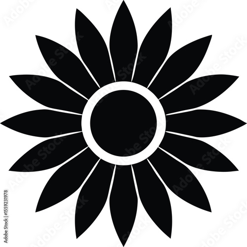 Black Flower Silhouette: A simple yet elegant black silhouette of a stylized flower, perfect for design projects needing a touch of minimalist floral charm. 