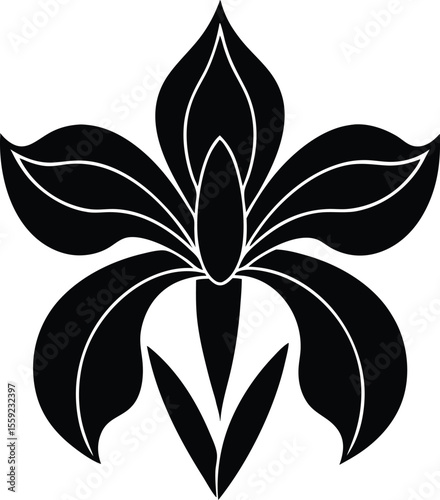 Mysterious Monochrome: The striking image features a beautifully rendered black flower, its delicate petals gracefully displayed against a contrasting backdrop.