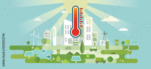 city with thermometer