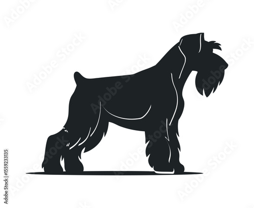 Elegant black and white silhouette of a German Pinscher dog