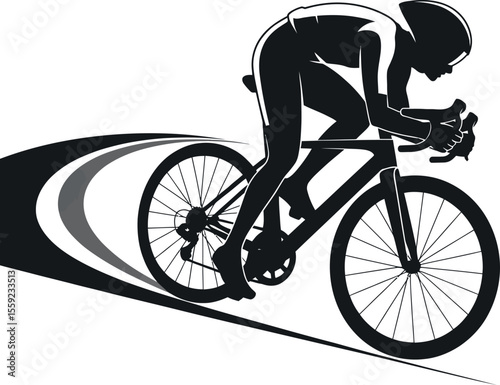 Silhouette of a Cyclist in a Racing Position on a Road Bike