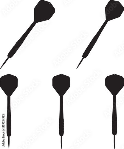 Dart Game Weapon Silhouette Vector Set vector illustration