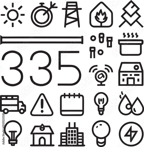 home appliances icons,  Industrial Utility and Energy Line Icon Set
