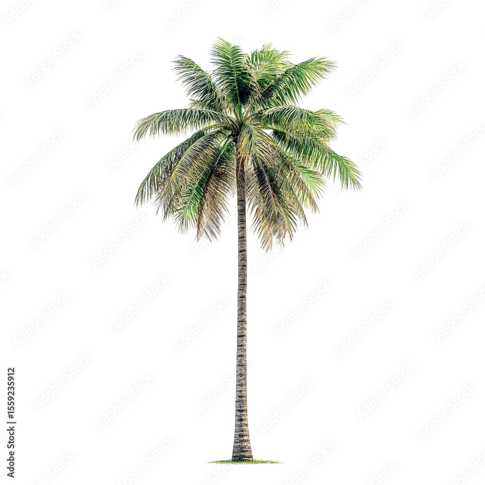 Obraz premium Tall palm tree isolated on black background tropical plant nature image