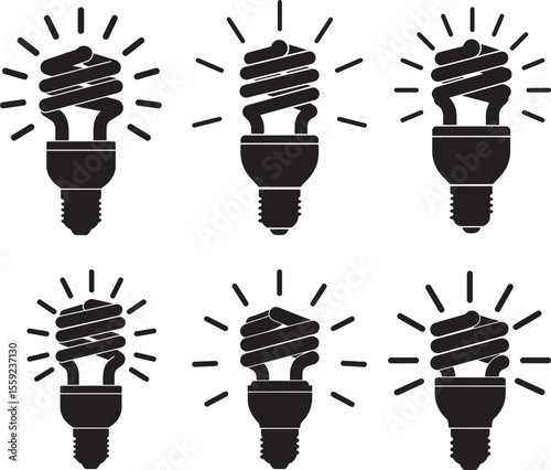 Lamp Icon Light Fixture Silhouette Vector Set vector illustration