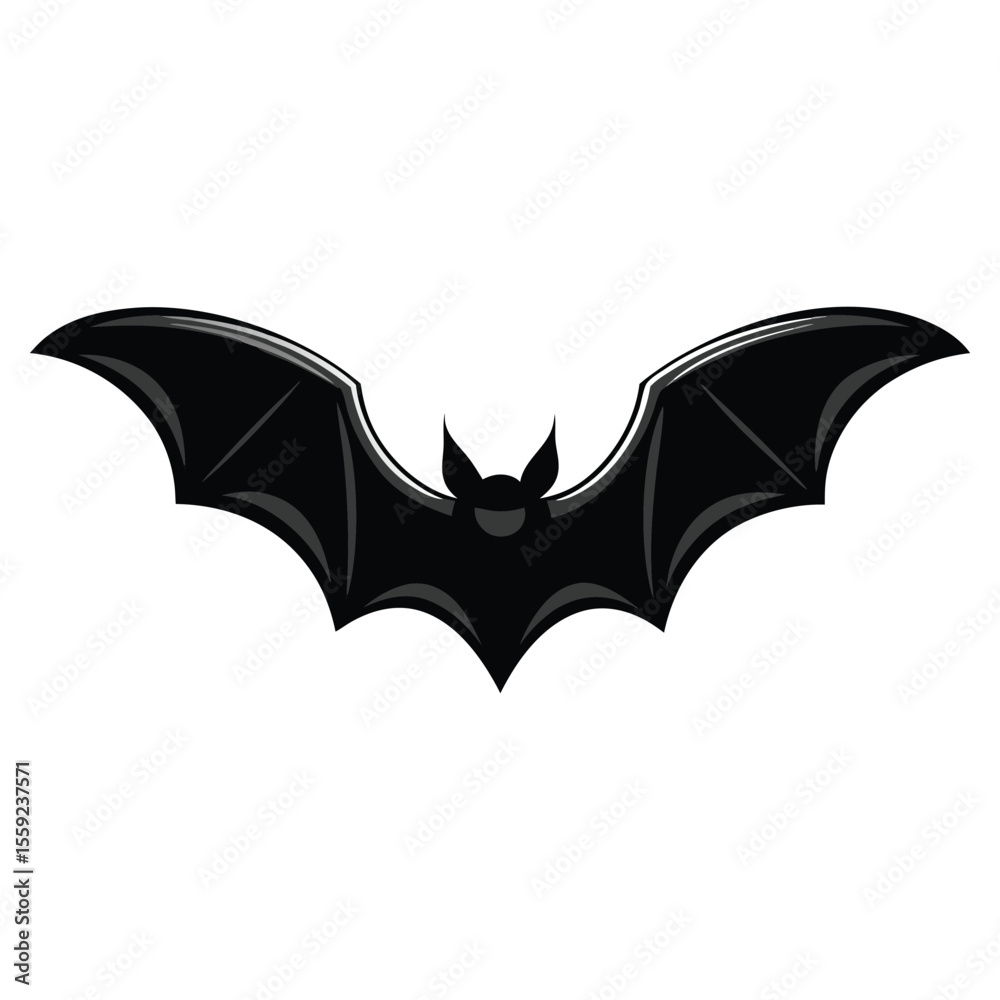 Fototapeta premium Bat vector illustration with flying bats in dark silhouette style for Halloween design