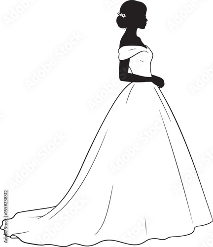 Princess Bride Elegant Female Silhouette vector illustration