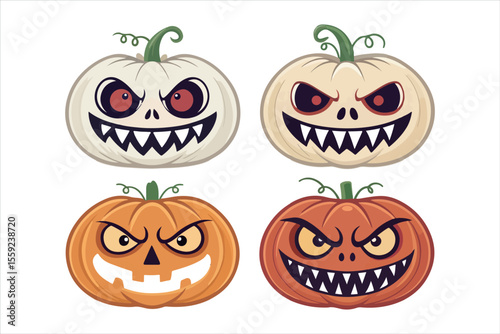 Jack o lantern halloween pumpkin with carved face isolated on white background
