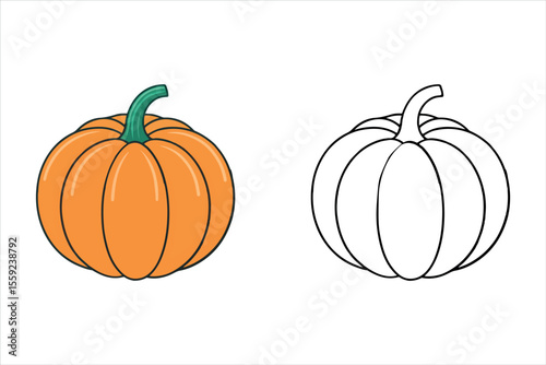 Pumpkin isolated on white background simple vector illustration