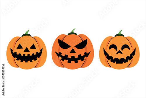 Jack o lantern halloween pumpkin with carved face isolated on white background
