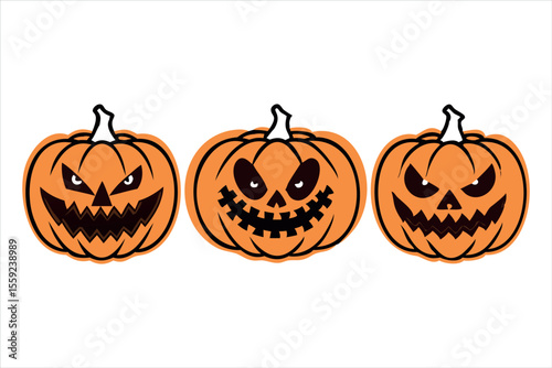 Jack o lantern halloween pumpkin with carved face isolated on white background