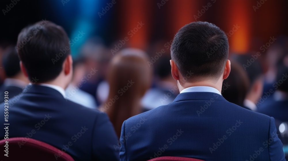 Obraz premium Audience View Men in Suits at Conference, Business ,Meeting