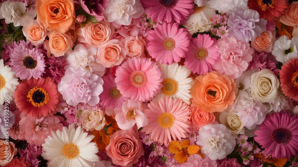 Colorful nature background with various fresh flower blooms. Full frame blossom with many types of petal. Spring or summer romantic texture. Colorful nature background with various fresh flower blooms. Full frame blossom with many types of petal. Spring or summer romantic texture.