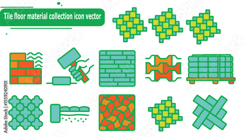 Tile floor material collection icon vector