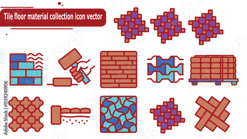 Tile floor material collection icon vector
