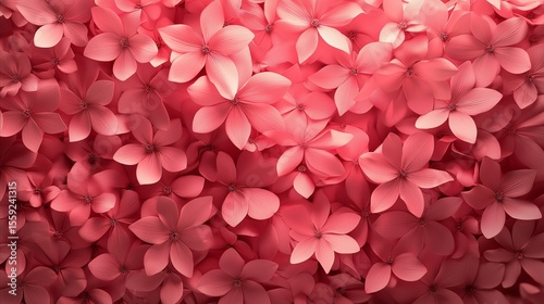 Close up of many pink flowers with delicate petals blooming, forming a beautiful natural background texture for spring concept.