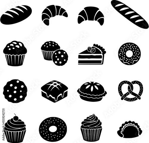 Bakery Goods and Pastries Silhouettes