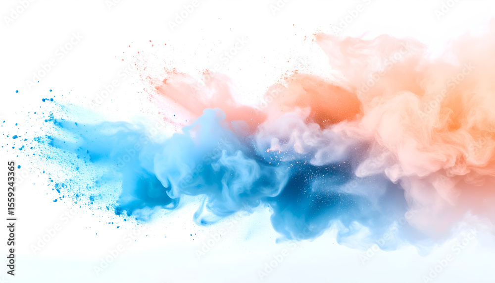 Obraz premium Multi-Color Powder Explosion on White Background.