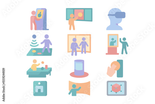 Interactive virtual reality experiences: a modern flat vector illustration for technology design projects