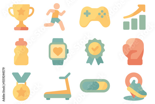 Fitness and sports icons vector illustration for digital design