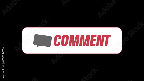 Animated internet button with comment, subscribe and like recommendations, 4k with alpha png transparent layer