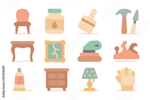 Minimalist furniture and repair tools vector illustration design for decor and diy print