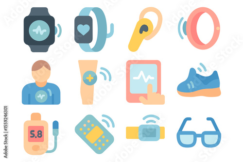 Modern fitness and health gadgets vector illustration for digital wellness design in flat style