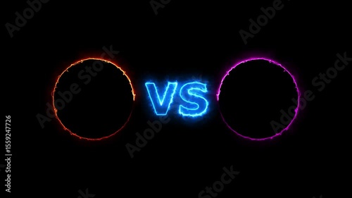 Versus icon neon rectangle frame seamless animation background.