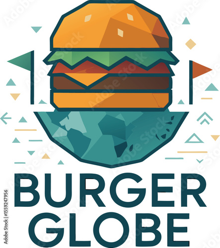 Burger Globe Geometric World Food Lover T-Shirt