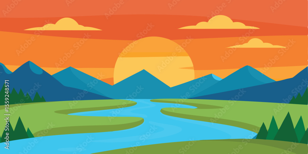 Fototapeta premium beautiful sunrise illustration