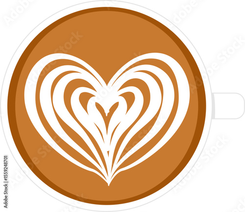 Coffee latte art illustration. Hot drink clipart