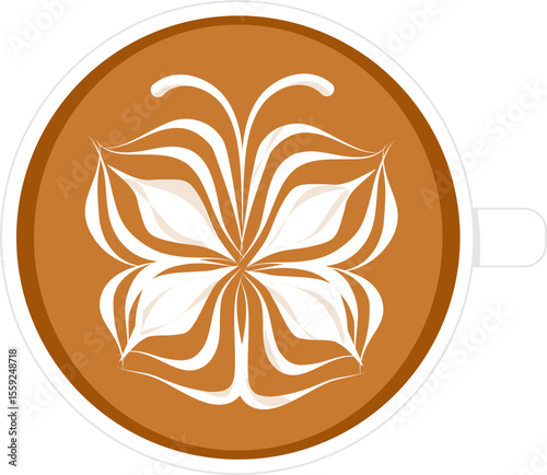 Coffee latte art illustration. Hot drink clipart