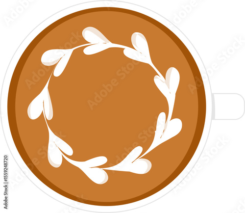 Coffee latte art illustration. Hot drink clipart