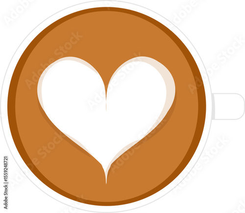 Coffee latte art illustration. Hot drink clipart