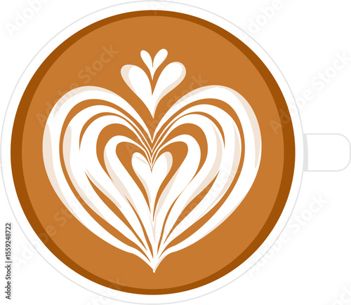 Coffee latte art illustration. Hot drink clipart