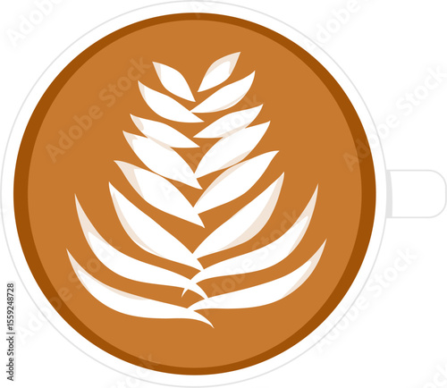 Coffee latte art illustration. Hot drink clipart