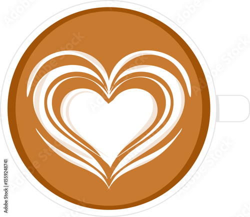 Coffee latte art illustration. Hot drink clipart