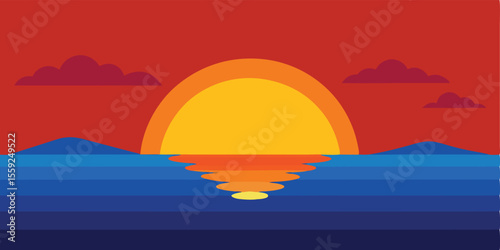 Scenery Sunset Or Sunrise In Ocean Landscape