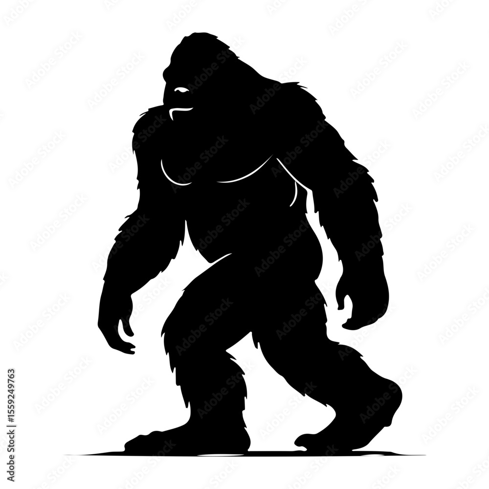 Fototapeta premium Bigfoot Silhouette – Mythical Cryptid Creature Vector