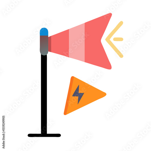 Storm warning flags symbolizing weather alerts and safety measures  