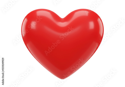 Isolated Glossy Red Heart Symbol for Love and Valentine's Day
